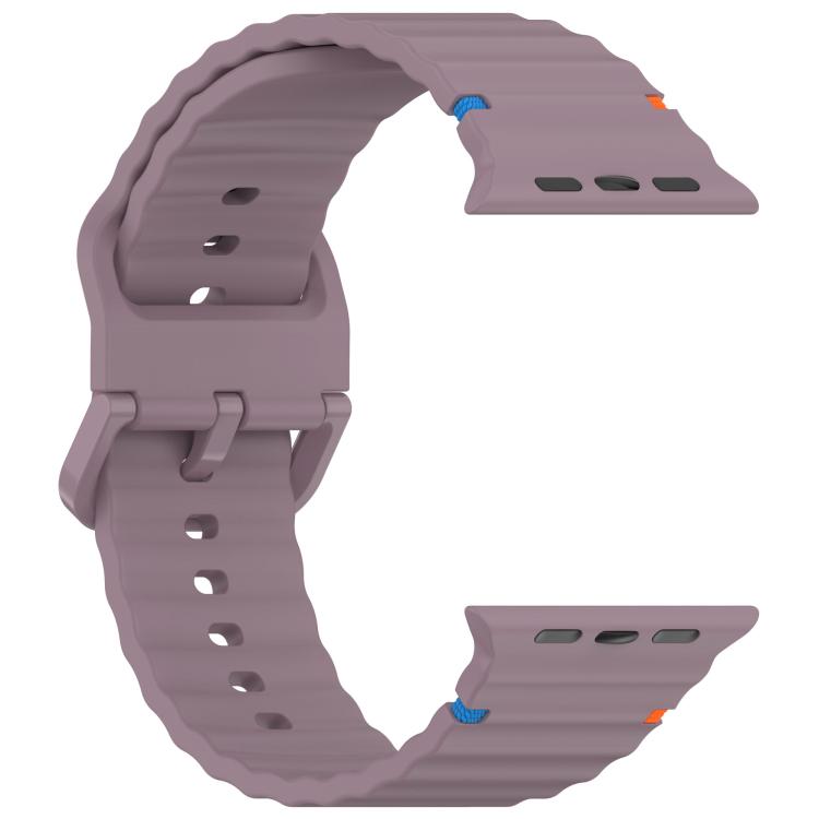 For Apple Watch 42mm / 41mm / 40mm / 38mm Kalebol Wavy Grain Stitched Silicone Watch Band(Purple Smoke) - free shipping - PMc TechLife - Order now!