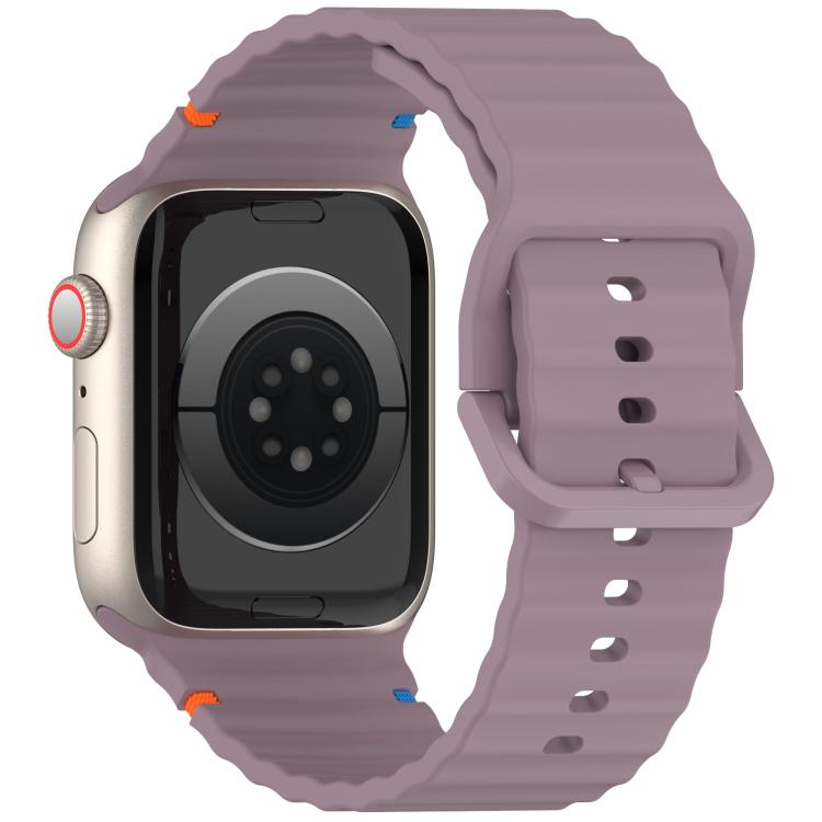 For Apple Watch 42mm / 41mm / 40mm / 38mm Kalebol Wavy Grain Stitched Silicone Watch Band(Purple Smoke) - free shipping - PMc TechLife - Order now!