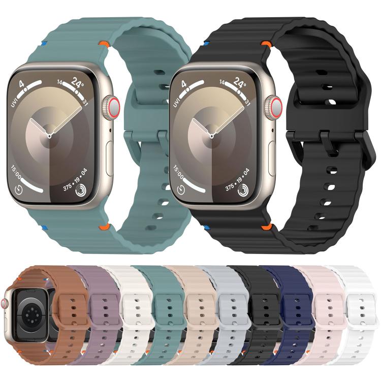 For Apple Watch 42mm / 41mm / 40mm / 38mm Kalebol Wavy Grain Stitched Silicone Watch Band(Pine Green) - free shipping - PMc TechLife - Order now!