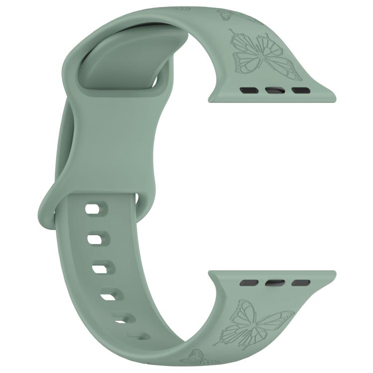 For Apple Watch 46mm / 49mm / 45mm / 44mm Kalebol 8-shaped Buckle Butterfly Embossed Silicone Watch Band(Olive Green) - free shipping - PMc TechLife - Order now!
