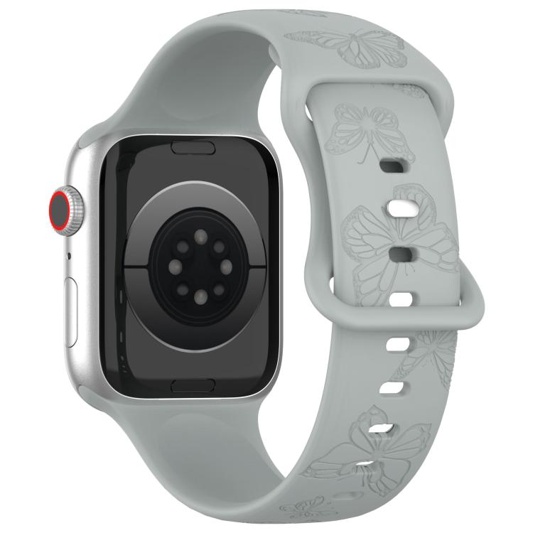 For Apple Watch 46mm / 49mm / 45mm / 44mm Kalebol 8-shaped Buckle Butterfly Embossed Silicone Watch Band(Grey) - free shipping - PMc TechLife - Order now!