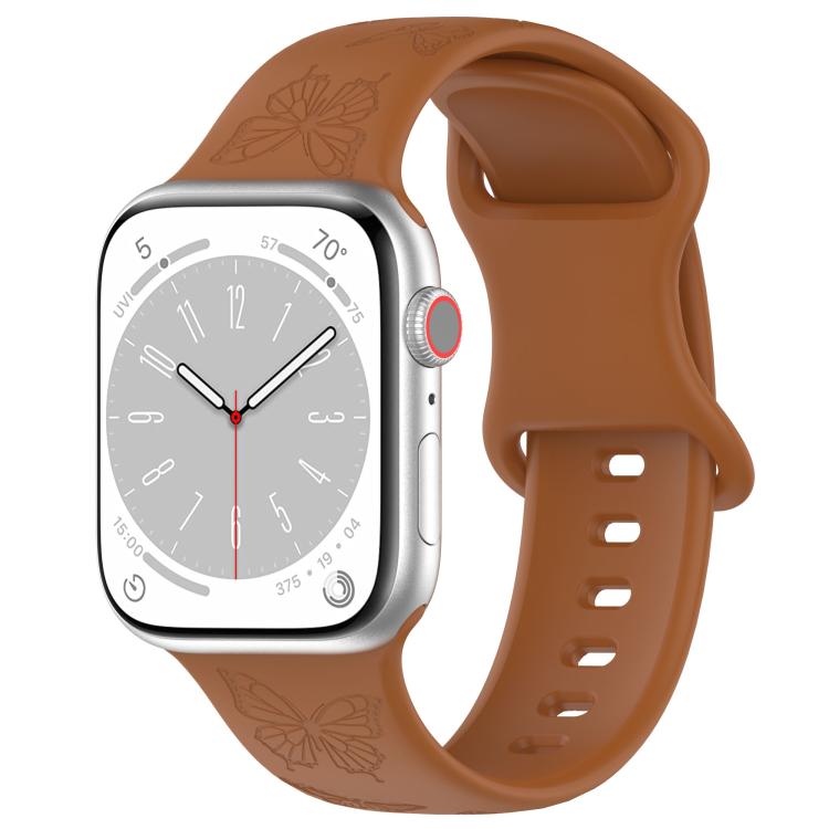 For Apple Watch 46mm / 49mm / 45mm / 44mm Kalebol 8-shaped Buckle Butterfly Embossed Silicone Watch Band(Coffee) - free shipping - PMc TechLife - Order now!