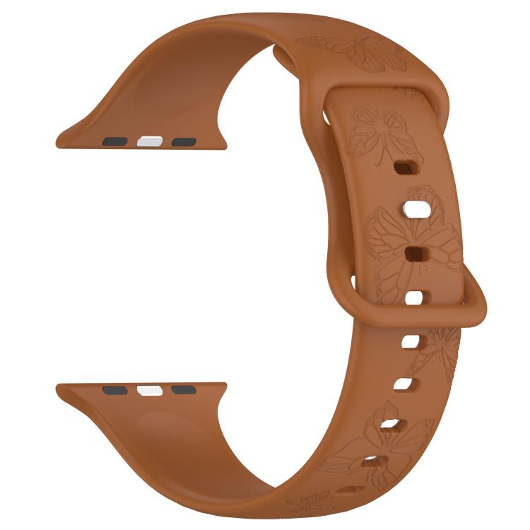 For Apple Watch 46mm / 49mm / 45mm / 44mm Kalebol 8-shaped Buckle Butterfly Embossed Silicone Watch Band(Coffee) - free shipping - PMc TechLife - Order now!