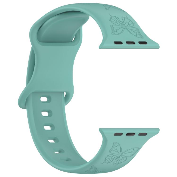 For Apple Watch 46mm / 49mm / 45mm / 44mm Kalebol 8-shaped Buckle Butterfly Embossed Silicone Watch Band(Cactus Green) - free shipping - PMc TechLife - Order now!