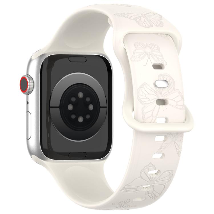 For Apple Watch 46mm / 49mm / 45mm / 44mm Kalebol 8-shaped Buckle Butterfly Embossed Silicone Watch Band(Starlight) - free shipping - PMc TechLife - Order now!