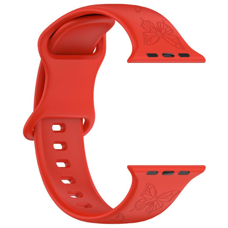 For Apple Watch 42mm / 41mm / 40mm / 38mm Kalebol 8-shaped Buckle Butterfly Embossed Silicone Watch Band(Red) - free shipping - PMc TechLife - Order now!