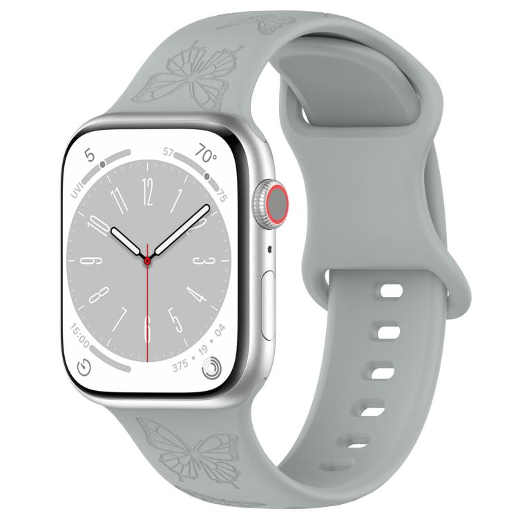 For Apple Watch 42mm / 41mm / 40mm / 38mm Kalebol 8-shaped Buckle Butterfly Embossed Silicone Watch Band(Grey) - free shipping - PMc TechLife - Order now!