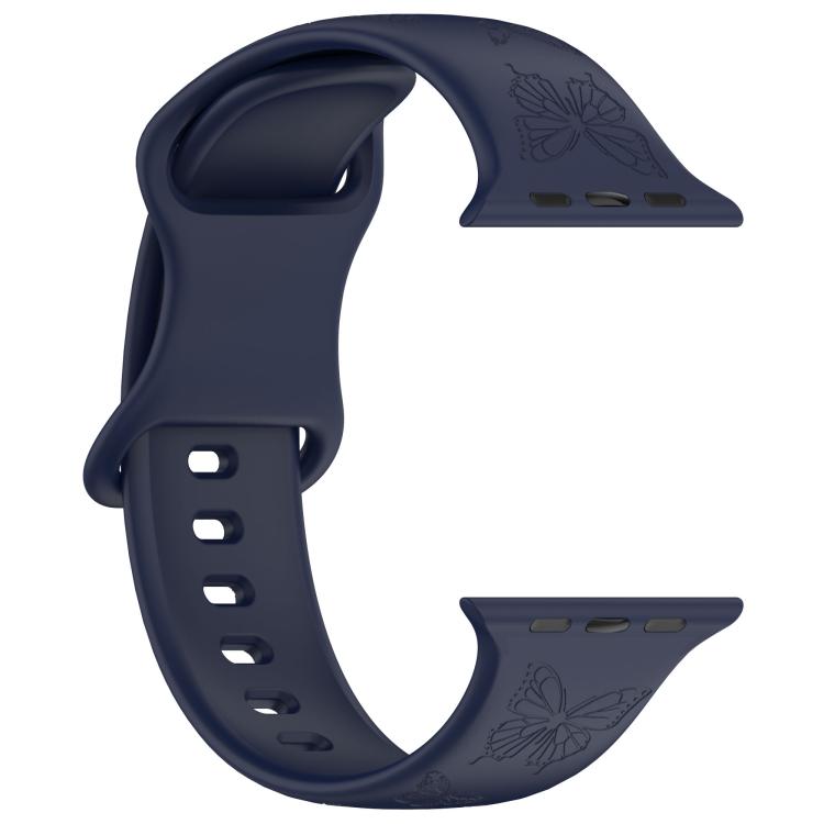 For Apple Watch 42mm / 41mm / 40mm / 38mm Kalebol 8-shaped Buckle Butterfly Embossed Silicone Watch Band(Dark Blue) - free shipping - PMc TechLife - Order now!