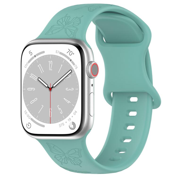 For Apple Watch 42mm / 41mm / 40mm / 38mm Kalebol 8-shaped Buckle Butterfly Embossed Silicone Watch Band(Cactus Green) - free shipping - PMc TechLife - Order now!