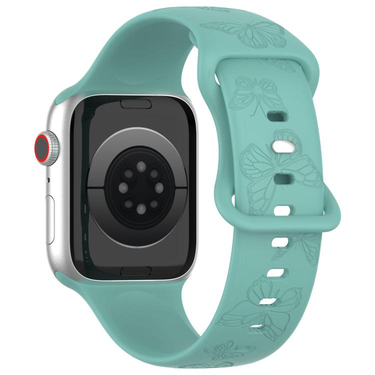 For Apple Watch 42mm / 41mm / 40mm / 38mm Kalebol 8-shaped Buckle Butterfly Embossed Silicone Watch Band(Cactus Green) - free shipping - PMc TechLife - Order now!