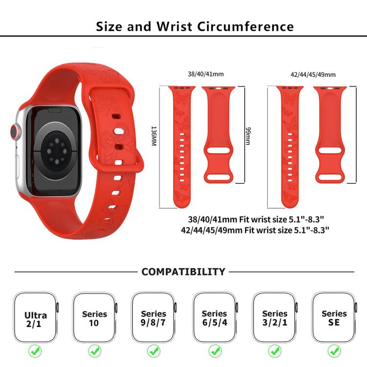 For Apple Watch 46mm / 49mm / 45mm / 44mm Kalebol 8-shaped Buckle Butterfly Embossed Silicone Watch Band(Smoky Purple) - free shipping - PMc TechLife - Order now!
