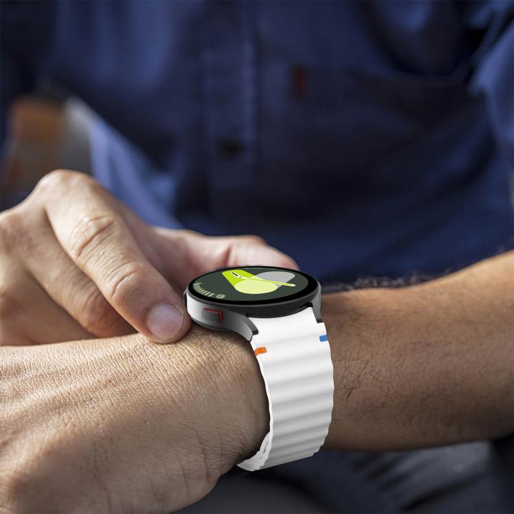 For Samsung Galaxy Watch 7  / 6 / 5 / 4 Kalebol Wave Stitching Silicone Watch Band(Official White) - free shipping - PMc TechLife - Order now!