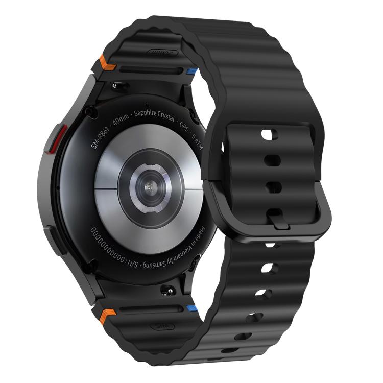 For Samsung Galaxy Watch 7  / 6 / 5 / 4 Kalebol Wave Stitching Silicone Watch Band(Black) - free shipping - PMc TechLife - Order now!