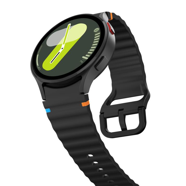 For Samsung Galaxy Watch 7  / 6 / 5 / 4 Kalebol Wave Stitching Silicone Watch Band(Black) - free shipping - PMc TechLife - Order now!