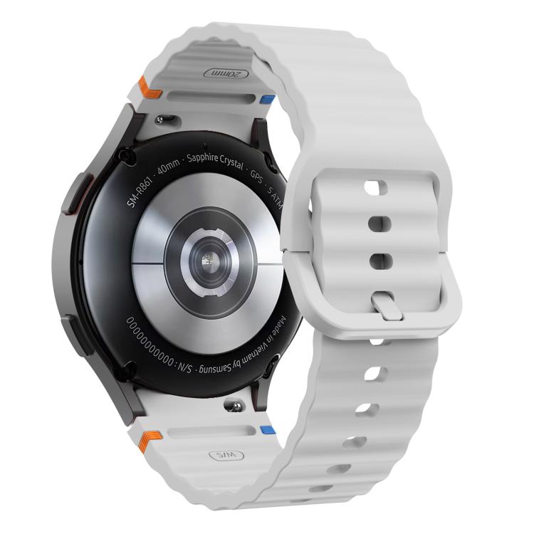 For Samsung Galaxy Watch 7  / 6 / 5 / 4 Kalebol Wave Stitching Silicone Watch Band(Light Grey) - free shipping - PMc TechLife - Order now!