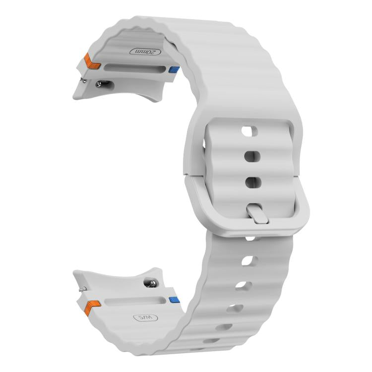For Samsung Galaxy Watch 7  / 6 / 5 / 4 Kalebol Wave Stitching Silicone Watch Band(Light Grey) - free shipping - PMc TechLife - Order now!