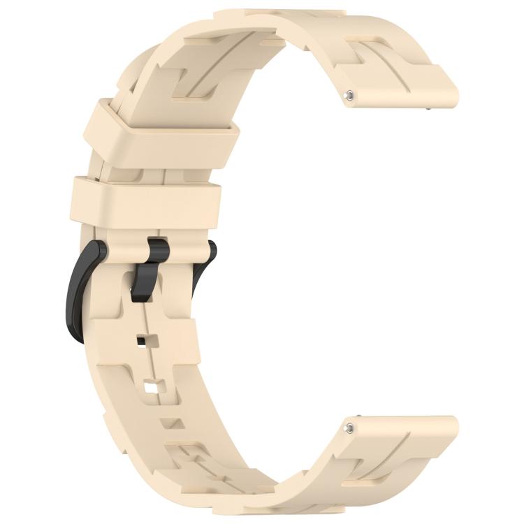 20mm Kalebol Solid Color Black Buckle Round Tail Silicone Watch Band(Cream Color) - free shipping - PMc TechLife - Order now!