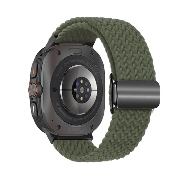 For Samsung Galaxy Watch Ultra 47mm Kalebol Braided Loop Magnetic Black Buckle Watch Band(Dark Olive Green) - Watch Bands by Kalebol | Online Shopping South Africa | PMc TechLife | Buy Now Pay Later Mobicred
