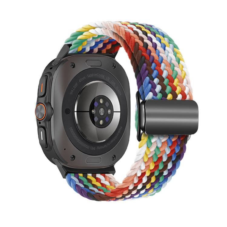 For Samsung Galaxy Watch Ultra 47mm Kalebol Braided Loop Magnetic Black Buckle Watch Band(Official Rainbow) - free shipping - PMc TechLife - Order now!