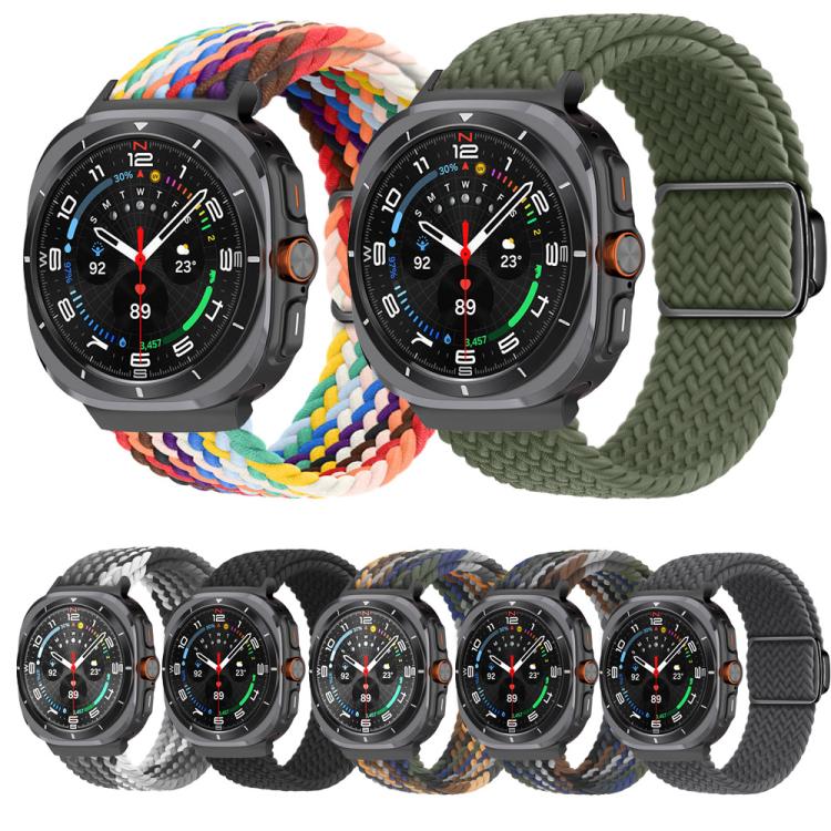 For Samsung Galaxy Watch Ultra 47mm Kalebol Braided Loop Magnetic Black Buckle Watch Band(Dark Olive Green) - Watch Bands by Kalebol | Online Shopping South Africa | PMc TechLife | Buy Now Pay Later Mobicred
