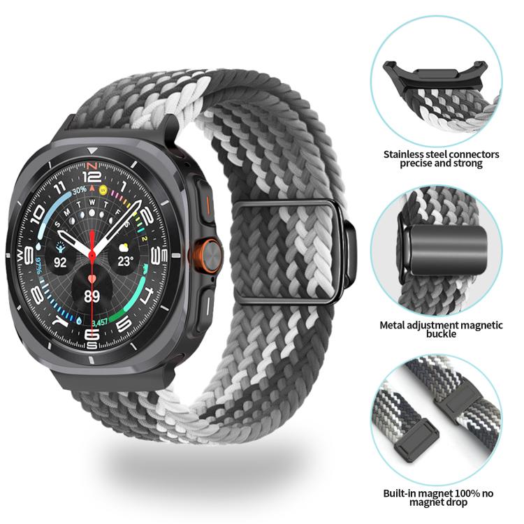 For Samsung Galaxy Watch Ultra 47mm Kalebol Braided Loop Magnetic Black Buckle Watch Band(Dark Olive Green) - Watch Bands by Kalebol | Online Shopping South Africa | PMc TechLife | Buy Now Pay Later Mobicred