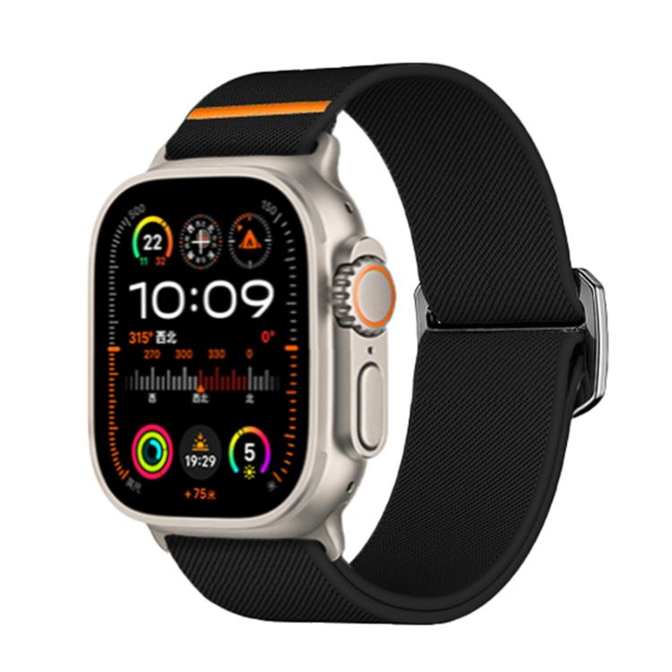 For Apple Watch 46mm / 49mm / 45mm / 44mm Kalebol Bull Bead Buckle Elastic Nylon Watch Band(Black) - free shipping - PMc TechLife - Order now!