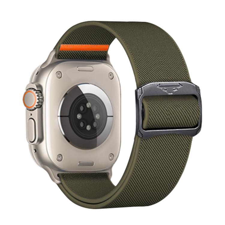 For Apple Watch 46mm / 49mm / 45mm / 44mm Kalebol Bull Bead Buckle Elastic Nylon Watch Band(Army Green) - free shipping - PMc TechLife - Order now!
