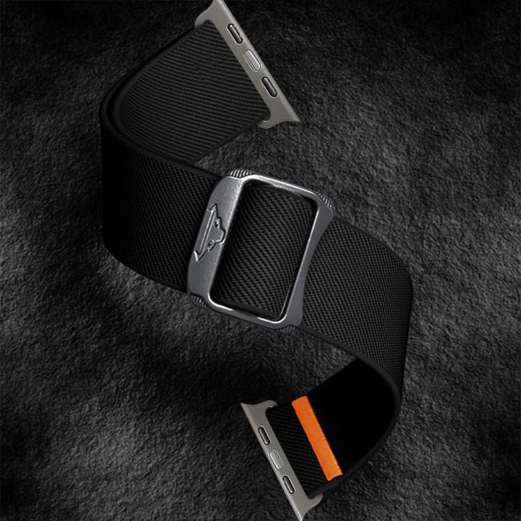 For Apple Watch 42mm / 41mm / 40mm / 38mm Kalebol Bull Bead Buckle Elastic Nylon Watch Band(Black) - free shipping - PMc TechLife - Order now!
