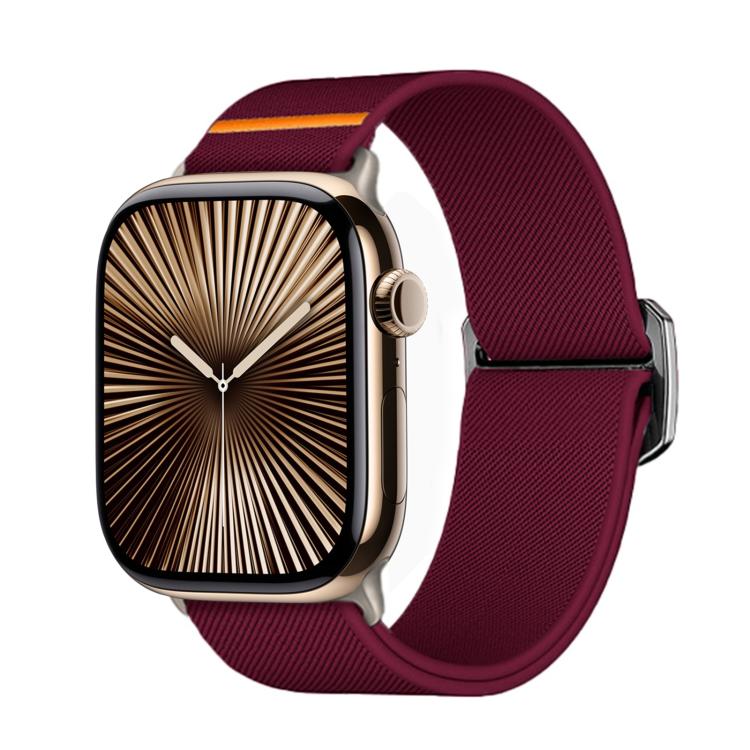 For Apple Watch 42mm / 41mm / 40mm / 38mm Kalebol Bull Bead Buckle Elastic Nylon Watch Band(Wine Red) - free shipping - PMc TechLife - Order now!