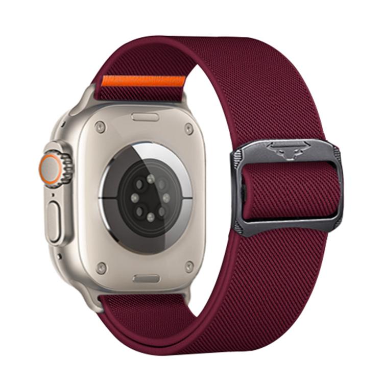 For Apple Watch 42mm / 41mm / 40mm / 38mm Kalebol Bull Bead Buckle Elastic Nylon Watch Band(Wine Red) - free shipping - PMc TechLife - Order now!