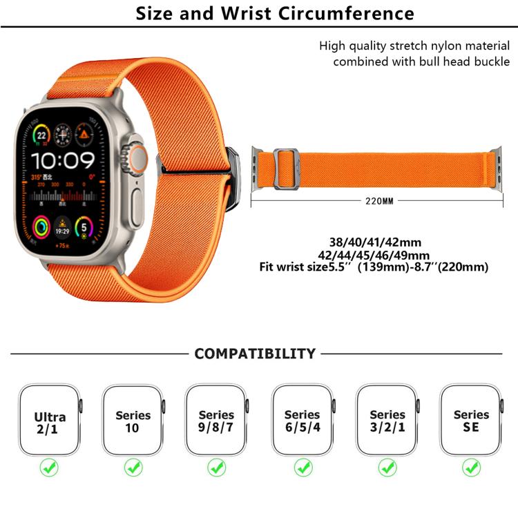 For Apple Watch 46mm / 49mm / 45mm / 44mm Kalebol Bull Bead Buckle Elastic Nylon Watch Band(Smoky Purple) - free shipping - PMc TechLife - Order now!