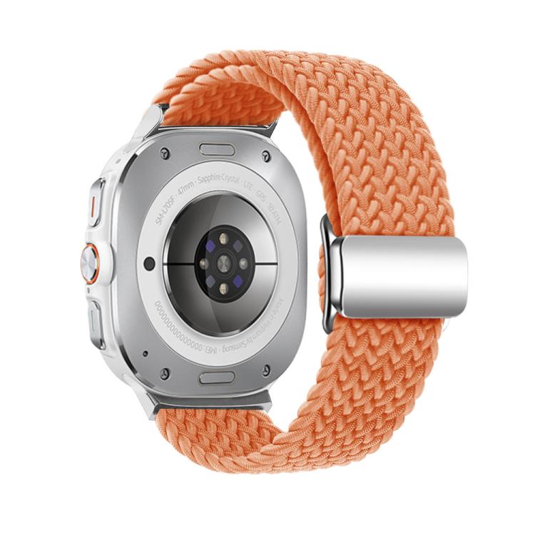 For Samsung Galaxy Watch Ultra 47mm Kalebol Braided Loop Magnetic Silver Buckle Watch Band(Orange) - Watch Bands by Kalebol | Online Shopping South Africa | PMc TechLife | Buy Now Pay Later Mobicred