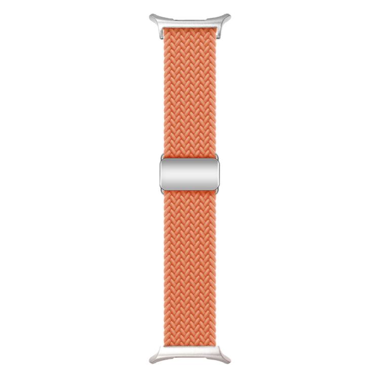 For Samsung Galaxy Watch Ultra 47mm Kalebol Braided Loop Magnetic Silver Buckle Watch Band(Orange) - Watch Bands by Kalebol | Online Shopping South Africa | PMc TechLife | Buy Now Pay Later Mobicred