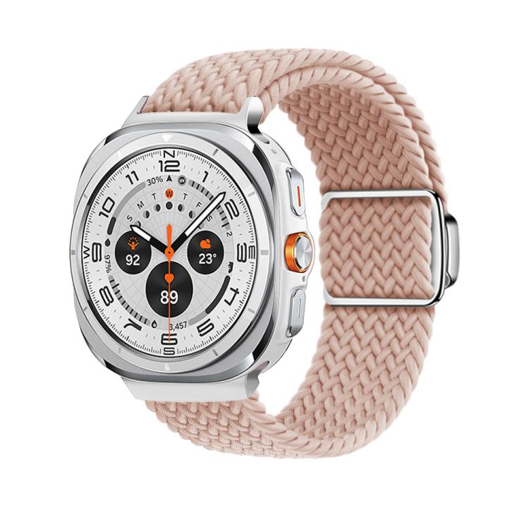 For Samsung Galaxy Watch Ultra 47mm Kalebol Braided Loop Magnetic Silver Buckle Watch Band(Pink Sand) - free shipping - PMc TechLife - Order now!