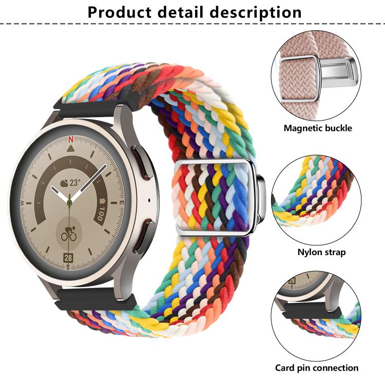 20mm Kalebol Nylon Braided Loop Magnetic Buckle Watch Band(White Rainbow) - free shipping - PMc TechLife - Order now!