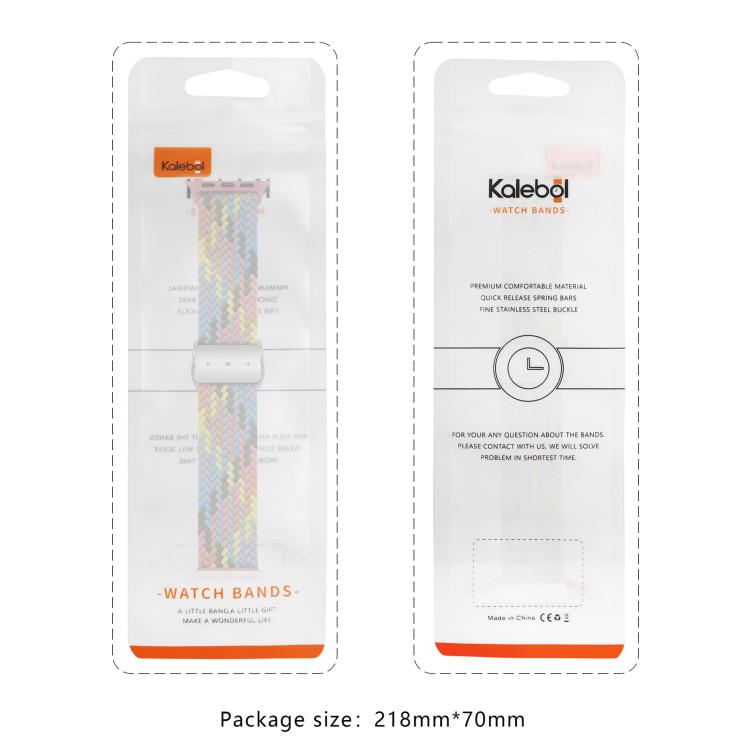 For Apple Watch 46mm / 49mm / 45mm / 44mm Kalebol Nylon Loop Magnetic Buckle Watch Band(White Rainbow) - free shipping - PMc TechLife - Order now!