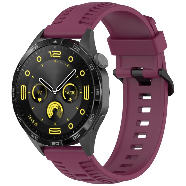 22mm Kalebol Black Buckle Tire Pattern Silicone Watch Band(Wine Red) - free shipping - PMc TechLife - Order now!