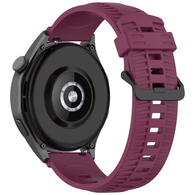 22mm Kalebol Black Buckle Tire Pattern Silicone Watch Band(Wine Red) - free shipping - PMc TechLife - Order now!
