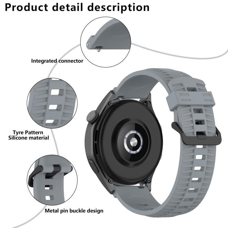 22mm Kalebol Black Buckle Tire Pattern Silicone Watch Band(Yellow) - free shipping - PMc TechLife - Order now!