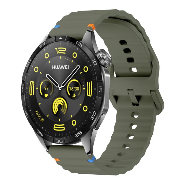 20mm Kalebol Wave Stitch Silicone Watch Band(Army Green) - 20mm Bands by Kalebol | Online Shopping South Africa | PMc TechLife | Buy Now Pay Later Mobicred