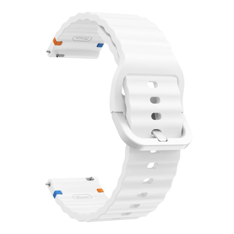 22mm Kalebol Wave Stitch Silicone Watch Band(White) - 22mm Bands by Kalebol | Online Shopping South Africa | PMc TechLife | Buy Now Pay Later Mobicred
