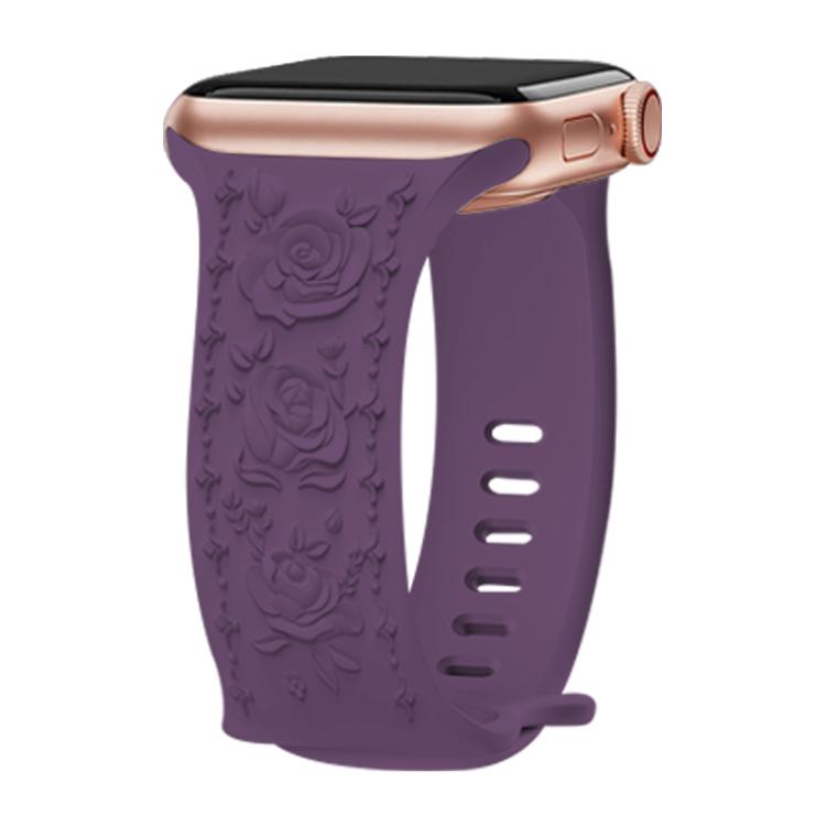 For Apple Watch 46mm / 49mm / 45mm / 44mm Kalebol 8-shaped Buckle Rose Embossed Silicone Watch Band(Crimson Cherry) - free shipping - PMc TechLife - Order now!