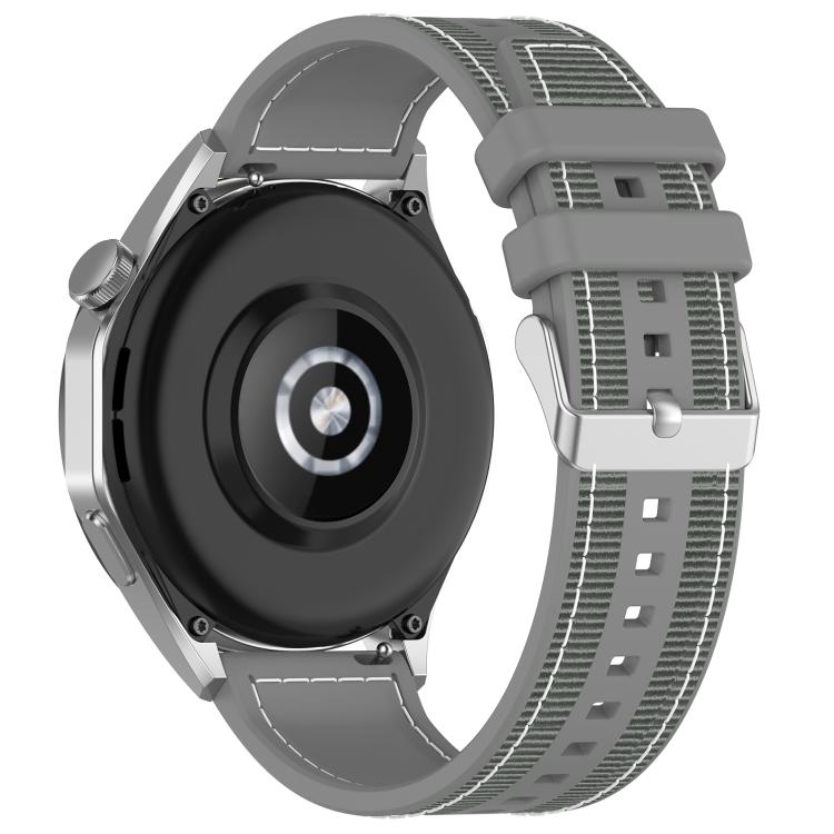 22mm Kalebol Ordinary Silver Buckle Hybrid Nylon Braid Silicone Watch Band(Grey) - free shipping - PMc TechLife - Order now!