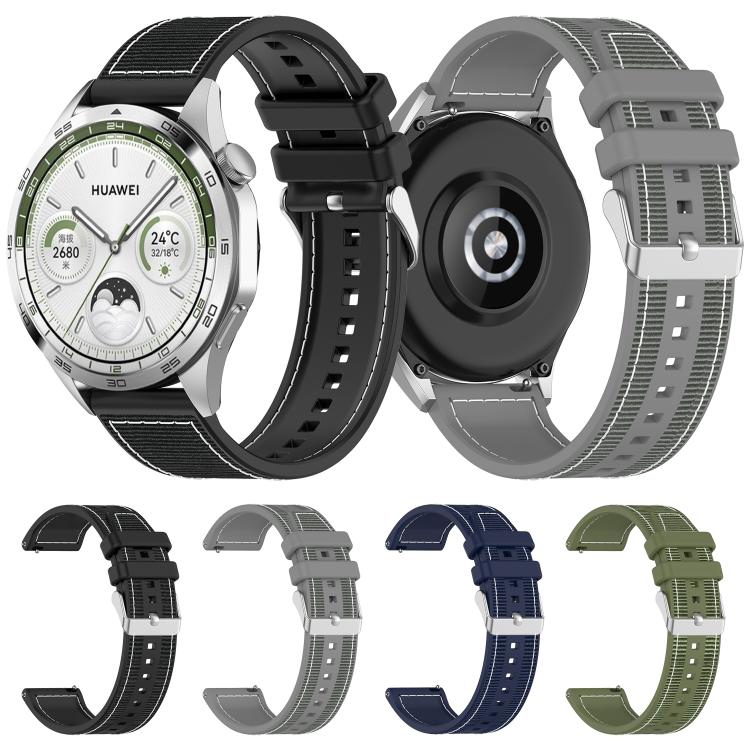 22mm Kalebol Ordinary Silver Buckle Hybrid Nylon Braid Silicone Watch Band(Midnight Blue) - free shipping - PMc TechLife - Order now!