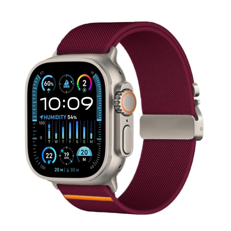 For Apple Watch 46mm / 49mm / 45mm / 44mm Kalebol Parachute Buckle Elastic Nylon Watch Band(Wine Red) - free shipping - PMc TechLife - Order now!