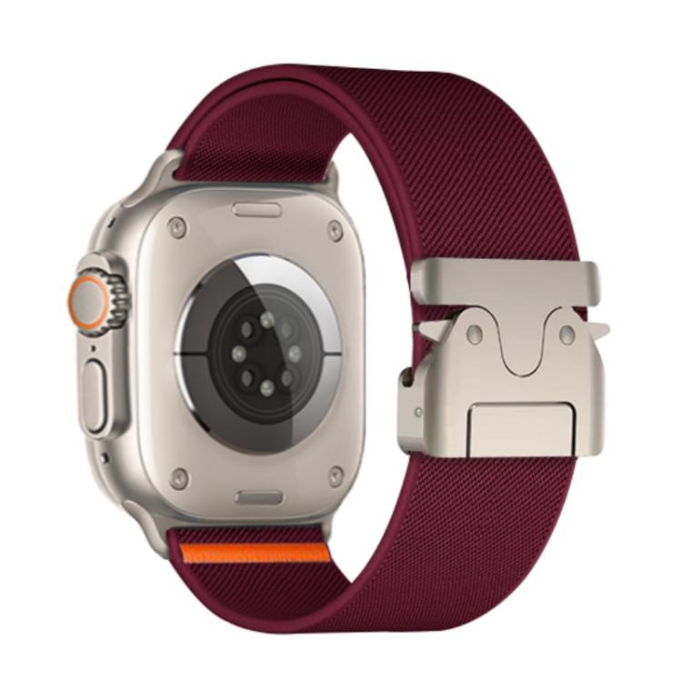 For Apple Watch 46mm / 49mm / 45mm / 44mm Kalebol Parachute Buckle Elastic Nylon Watch Band(Wine Red) - free shipping - PMc TechLife - Order now!