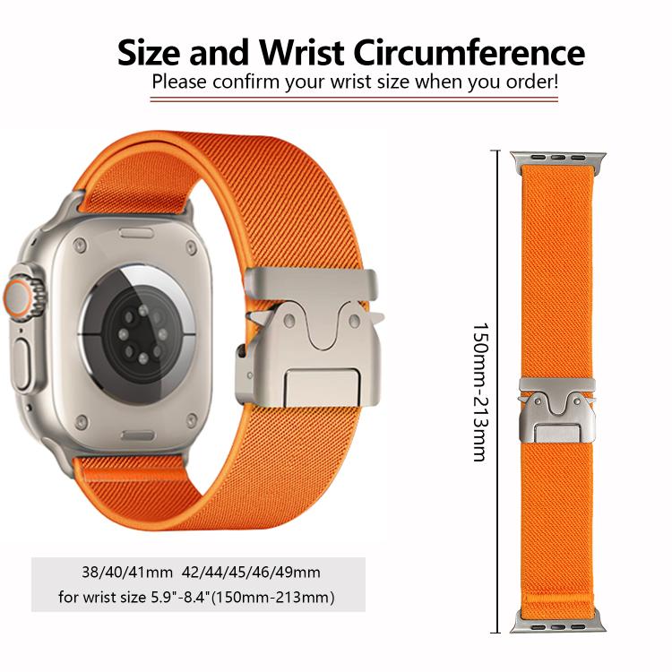 For Apple Watch 42mm / 41mm / 40mm / 38mm Kalebol Parachute Buckle Elastic Nylon Watch Band(Orange) - free shipping - PMc TechLife - Order now!