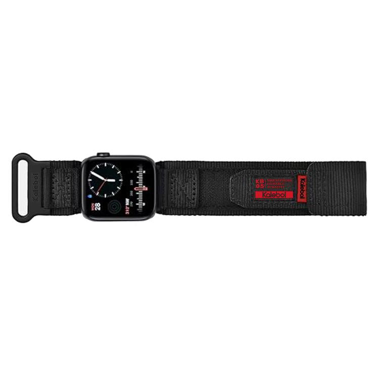 For Apple Watch 46mm / 49mm / 45mm / 44mm Kalebol Canvas Nylon Hook and Loop Watch Band(Black) - Watch Bands by Kalebol | Online Shopping South Africa | PMc TechLife | Buy Now Pay Later Mobicred