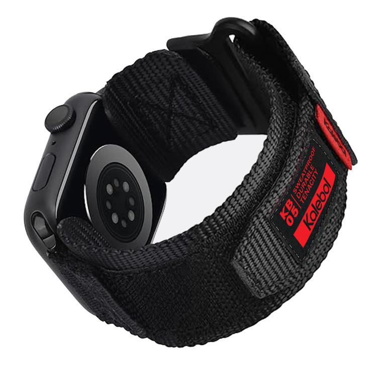 For Apple Watch 46mm / 49mm / 45mm / 44mm Kalebol Canvas Nylon Hook and Loop Watch Band(Black) - Watch Bands by Kalebol | Online Shopping South Africa | PMc TechLife | Buy Now Pay Later Mobicred