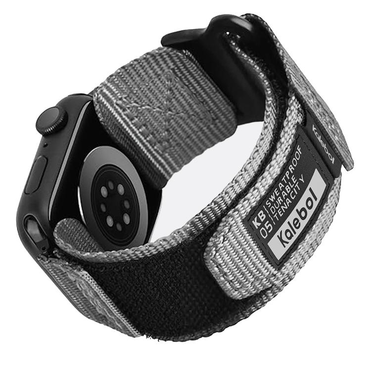 For Apple Watch 46mm / 49mm / 45mm / 44mm Kalebol Canvas Nylon Hook and Loop Watch Band(Grey) - free shipping - PMc TechLife - Order now!